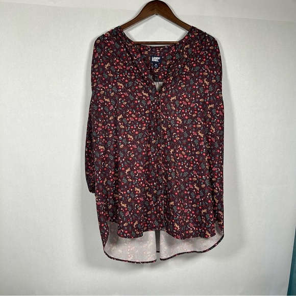 Lands' End Brown Floral Blouse with Forest Animals Print - Picture 1 of 11